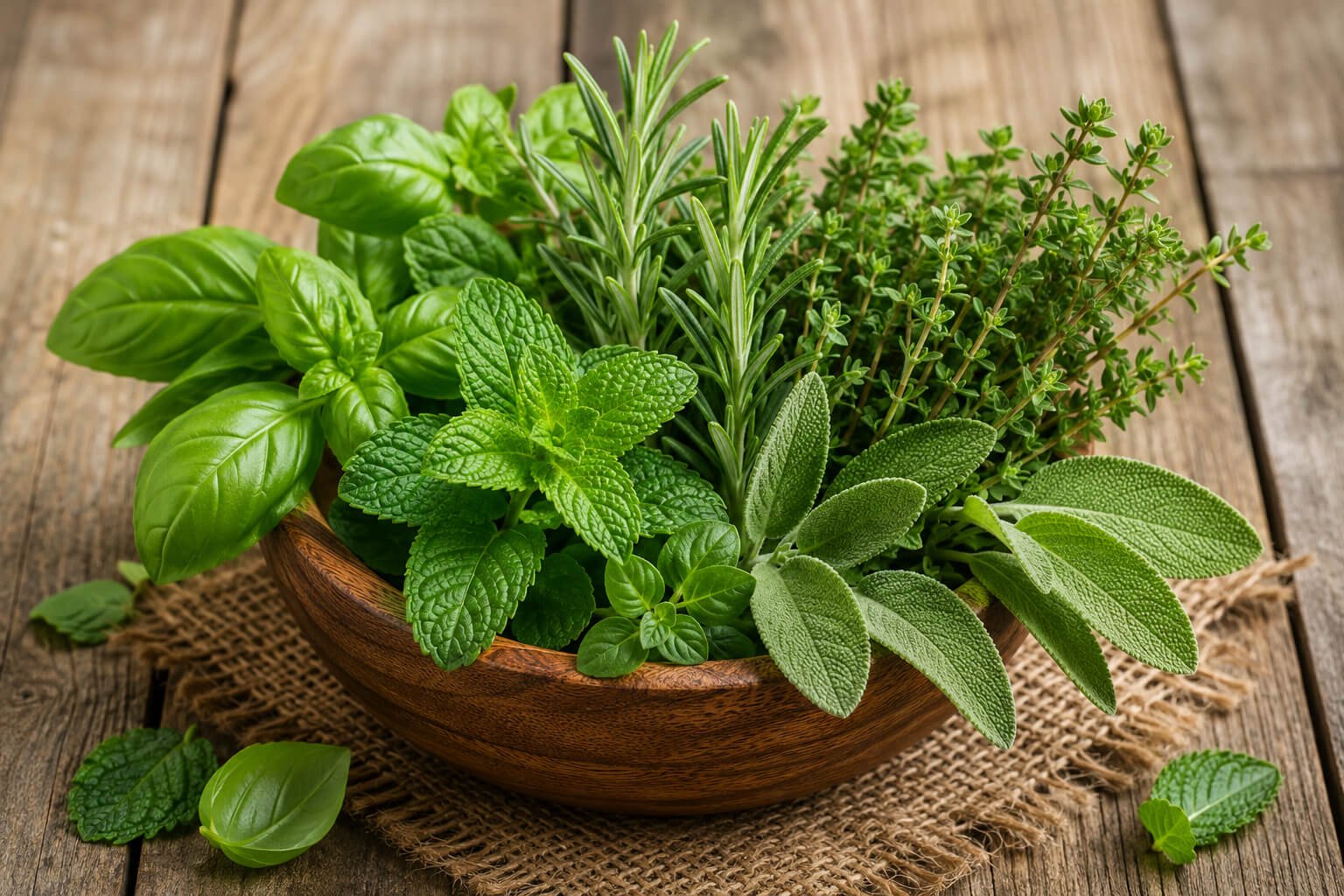 Premium Indian herbs including Tulsi, Mint and Ashwagandha